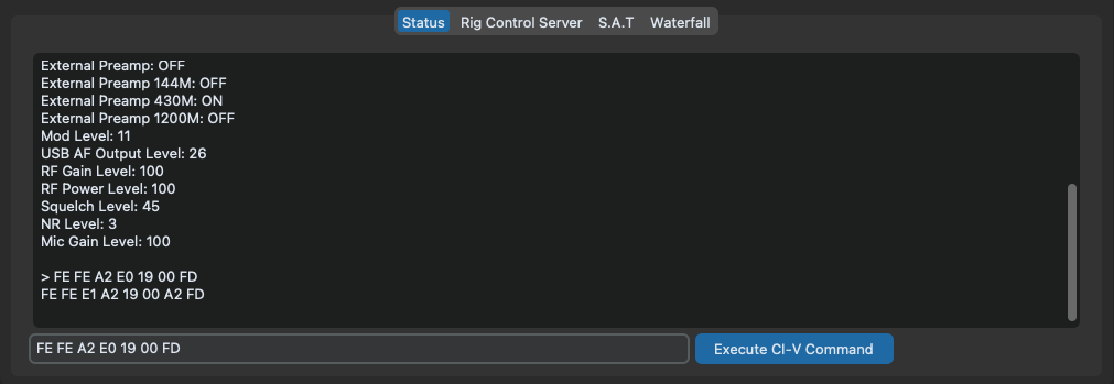 Execute CI-V commands directly from the UI