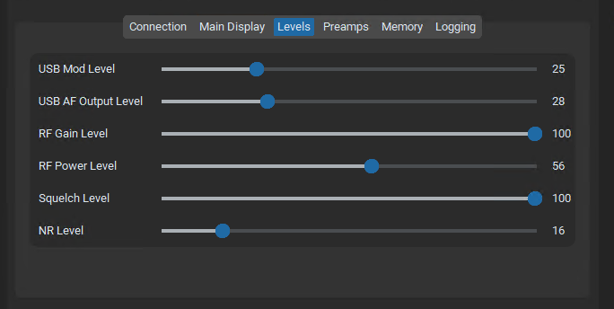 Levels Tab Screenshot