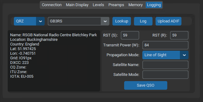 Log QSO Screenshot