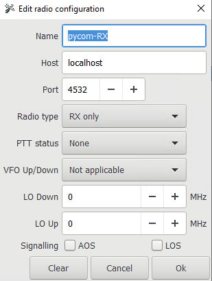 Gpredict RX radio set up