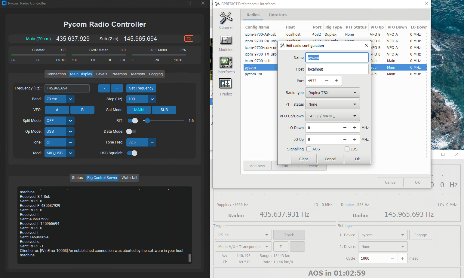 Gpredict integration Screenshot