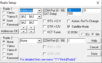 SatPC32 cat setup Screenshot
